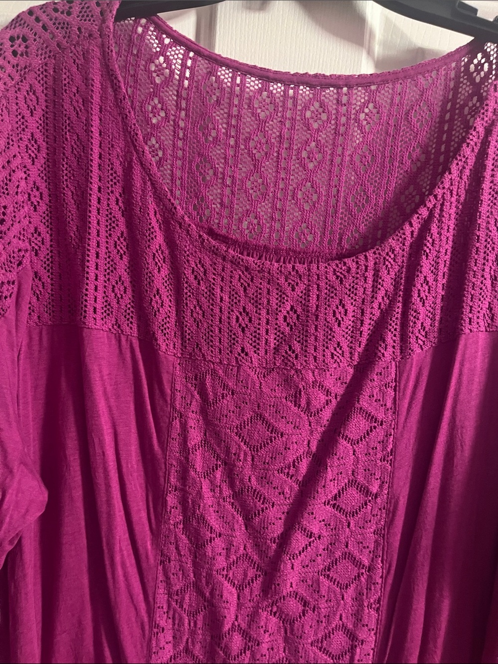 new directions Crochet Panel Scoop Neck Tunic - Fuchsia - Picture 2 of 6